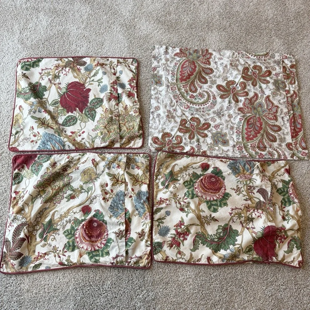 Pottery Barn Standard Wells Palampore Pillow Shams (3) and Pillowcase (1) Floral